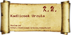 Kadlicsek Urzula névjegykártya